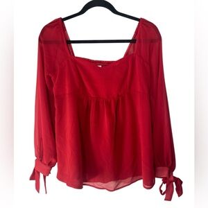 Isabel Maternity by Ingrid & Isabel Women’s S Red sheer sleeves Flowy Boho Top